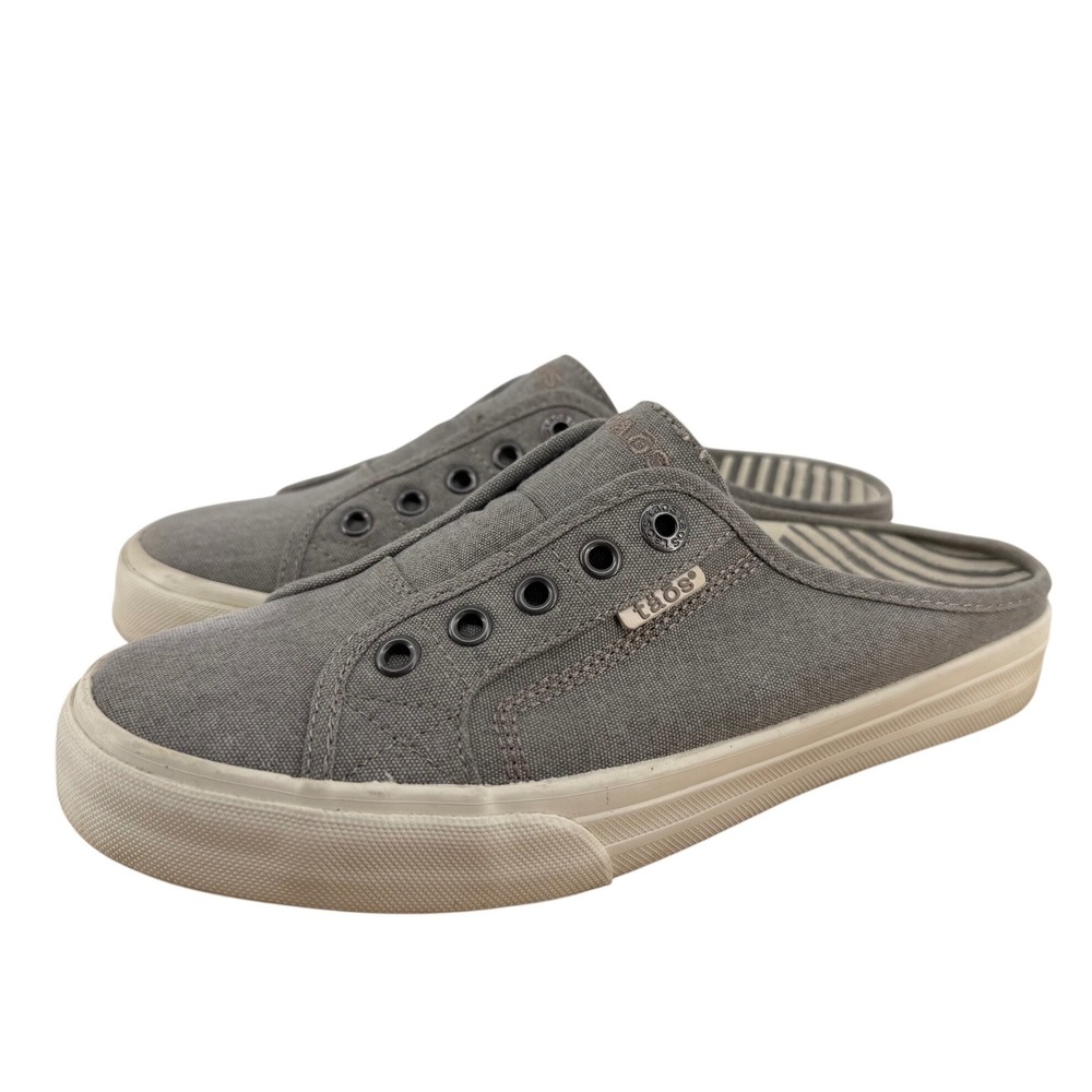 Taos EZ Soul Gray Canvas Mule Sneakers Womens 8.5 Slip On Shoes ESL-3686